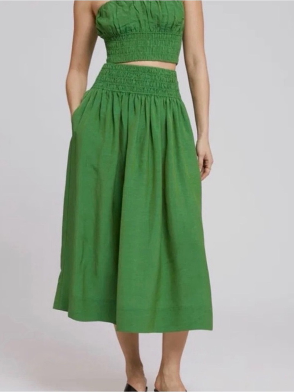 & Other Stories Smocked Waist Midi Skirt